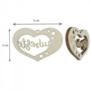 Inima placaj decupat si pirogravat inscriptie iubeste 5x3cm 4/set - Img 2