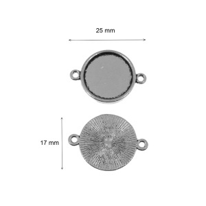 Link metalic argintiu inchis baza cabochon 25x17mm interior 13,8mm 5/set LK29 - Img 2