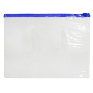 Mapa plastic transparenta cu fermoar albastru A4 12 microni M401
