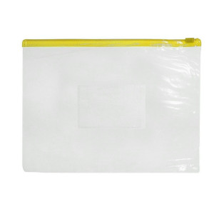 Mapa plastic transparenta cu fermoar galbena A5 12microni CNX M106