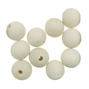 Margele lemn rotunde natur 20mm 10/set