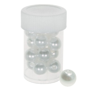 Margele plastic alb sidefat 10mm 9g/borcan