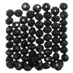 Margele sticla fatetata rondele negru lucios 7,5x10mm 60g