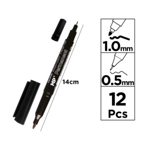 Marker permanent 2 capete varf rotund 0,5mm/1mm MP PE541N-S negru - Img 2