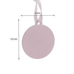 Marturie botez ceramica/placaj calut 3x3,5cm cu gaura si agatatoare 4/set alb/roz - Img 2