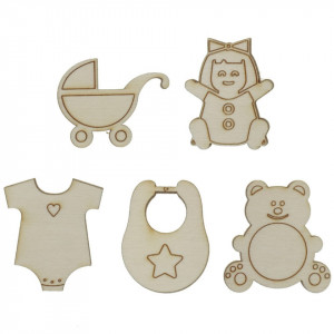 Marturie botez placaj pentru fete 2,5-4cm 5 modele/set - Img 1