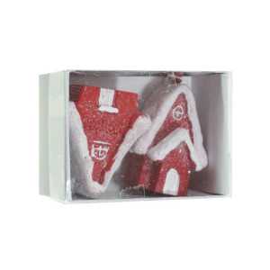 Miniatura casuta rasina rosie acoperis alb 4-4,5cm 2 modele/cutie Canea RD-2249-50