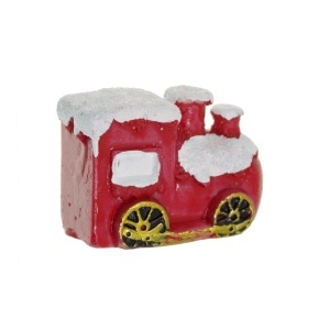 Miniatura locomotiva din rasina rosu/alb 2,3x2,7x4cm