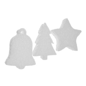 Miniatura polistiren dens stea/clopot/brad/ 4,5x1cm 3/set