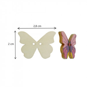 Nasture lemn multicolor fluture 2,8x2cm 20/set - Img 2