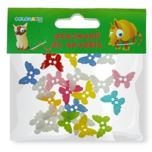 Nasture plastic culori diverse fluture 1,5cm 24/set Colorarte A2228