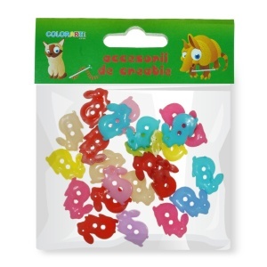 Nasture plastic culori diverse iepure 1,8cm 24/set Colorarte A2229