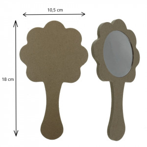 Oglinda rotunda pe suport mdf floare cu maner 18x10,5cm - Img 2
