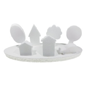 Orasel miniatura polistiren dens casuta/pom/masina/baza oval 4-30x2cm 8/set - Img 2