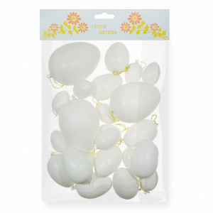 Ou plastic alb cu agatatoare 4/6/9cm 24/set Canea 246CAN918A14_W