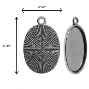 Pandantiv baza argintiu inchis 20x32mm pentru cabochon oval 18x25mm 4/set P102 - Img 2