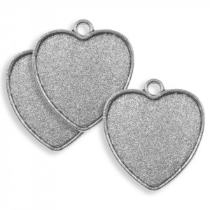 Pandantiv baza argintiu inchis 27x29mm pentru cabochon inima 25mm 3/set P220