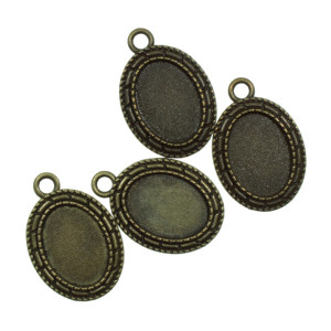 Pandantiv baza bronz 20x29mm pentru cabochon oval 13x18mm 4/set P111