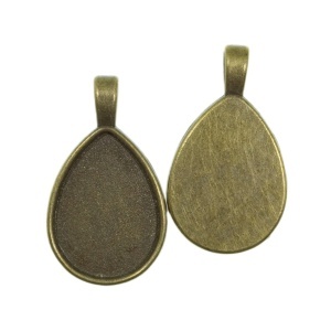 Pandantiv baza bronz 21x36mm pentru cabochon lacrima 18x25mm 2/set P118