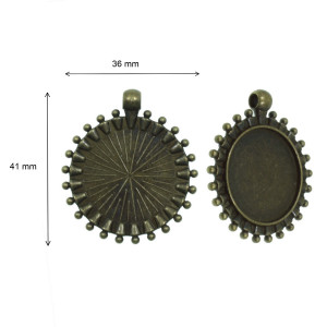 Pandantiv baza bronz 36x41mm pentru cabochon rotund 25mm 2/set P72 - Img 2