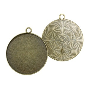 Pandantiv baza bronz 37x41mm pentru cabochon rotund 34,8mm 2/set P256