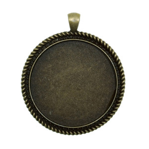 Pandantiv baza bronz 49x57mm pentru cabochon rotund 40mm P245
