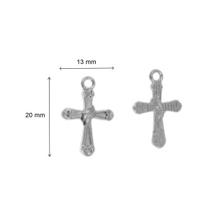 Pandantiv metalic argintiu inchis cruciulita 13x20mm 10/set - Img 2