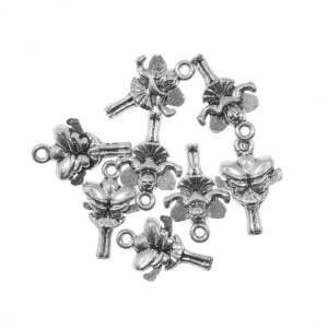Pandantiv metalic argintiu zana 10x18mm 8/set