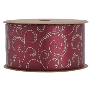 Panglica satinata bordo cu auriu 38mm x 5m/rola Canea YB-PL2014_01