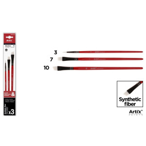 Pensula sintetica varf liner/drept/oblic coada scurta 3/set Artix 3-7-10 PP391-02 - Img 2