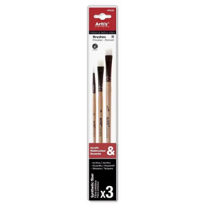 Pensula sintetica varf rotund/drept/oblic coada scurta 3/set Artix 0-6-3/8 PP233