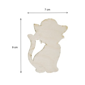 Pisica cu palarie placaj pirogravat 9x7cm - Img 2