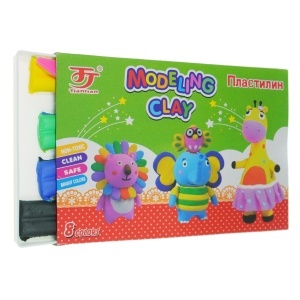 Plastilina 8 culori/set cutit + tavita plastic 200g Tiantian 6608