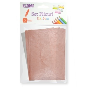 Plic 11x16cm 5/set roz antic cu model floral