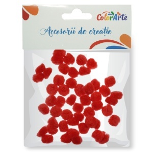 Pompon 1cm 50/set Colorarte rosu A2402 - Img 2