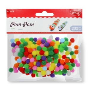Pompon multicolor 1cm 200/set Daco AD014