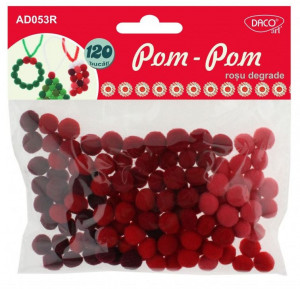 Pompon nuante de rosu 1cm 120/set Daco AD053R