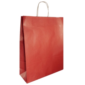 Punga hartie craft rosie interior natur maner rasucit 32x12x41cm Colorarte P2938