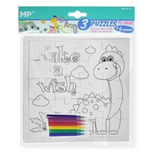 Puzzle carton predesenat - Dinozaur - 21x21cm + 6 carioci 20 piese MP PP113-01