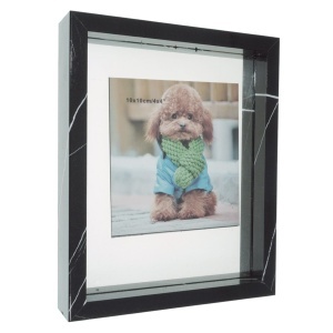 Rama foto lemn cu poza 14x17,5cm dimensiune totala 16,5x20x3,5cm negru/alb 088532