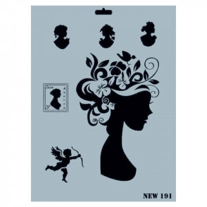 Sablon plastic cap femeie/Cupidon/camee 25x35cm Rich NEW 191