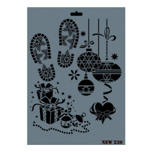 Sablon plastic Globuri/cadouri/urme pasi 25x35cm Rich NEW 230