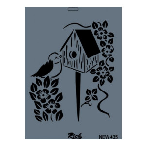 Sablon plastic Pasare si casuta 25x35cm Rich NEW 435