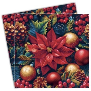 Servetel Craciunita si globuri aurii 33x33cm 2/set SDL240700