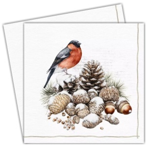 Servetel Pasare si conuri in zapada 33x33cm 2/set 303609