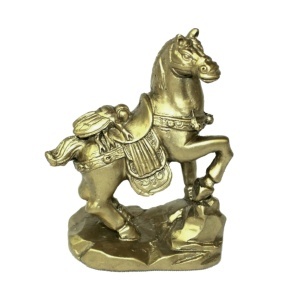 Statueta Feng Shui din rasina Cal cu musca 3,8x6,8x9cm auriu T81
