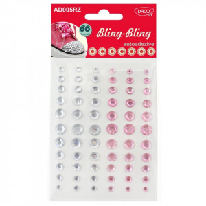 Stras adeziv rotund fatetat 0,5-1cm 66/set Daco AD005RZ argintiu, roz