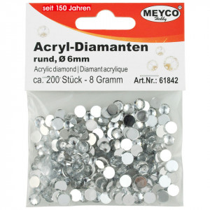 Stras fatetat 6mm 200buc (8g) Meyco argintiu 61842