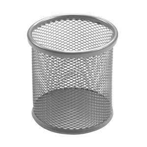 Suport metalic plasa model rotund argintiu pentru creioane 9x10cm Ecada 95001AG