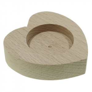 Suport pentru lumanare din lemn model inima 7x6,5x1,8cm SL13